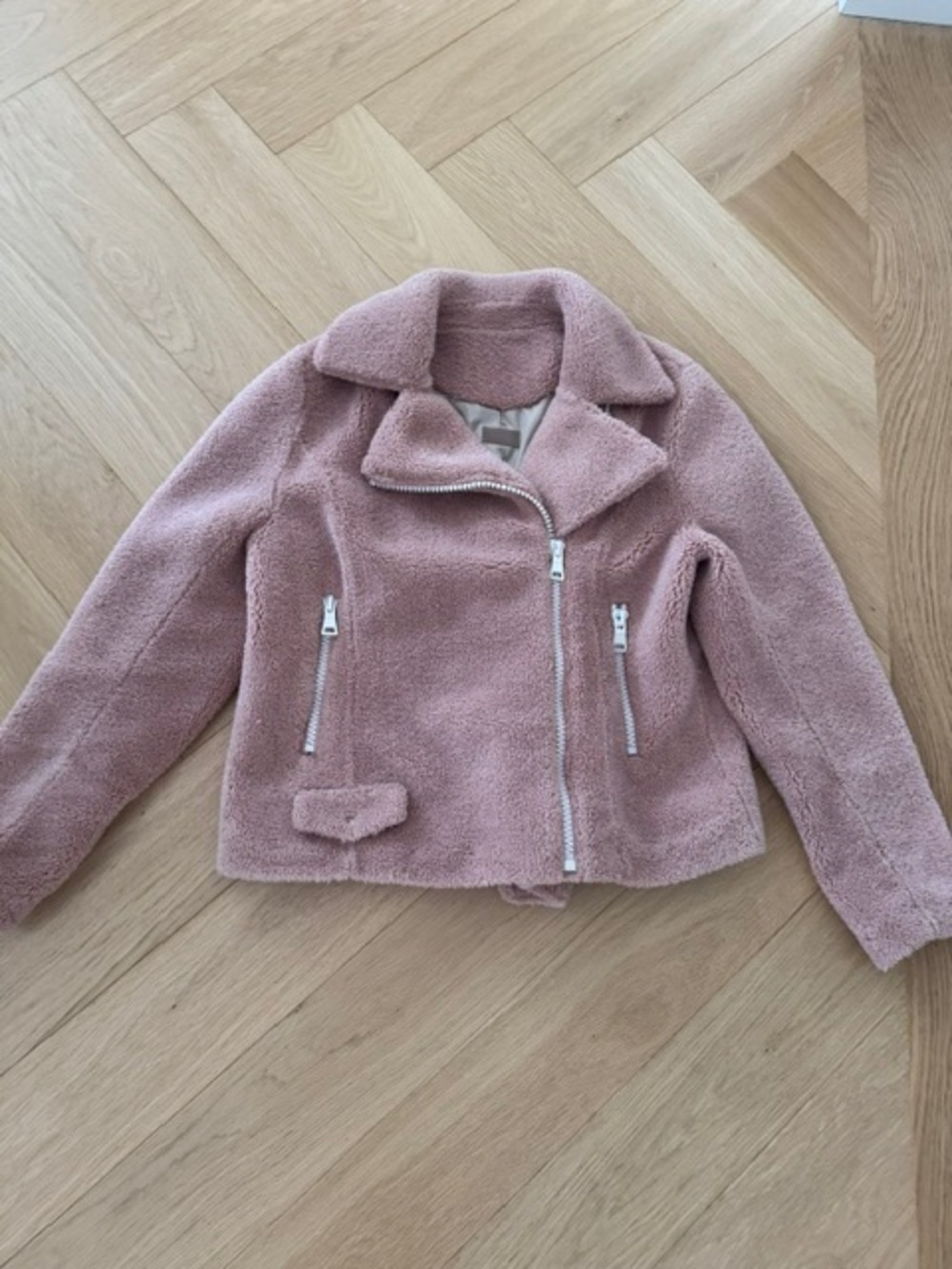 MOTHER Dusty Pink Sherpa Moto Jacket